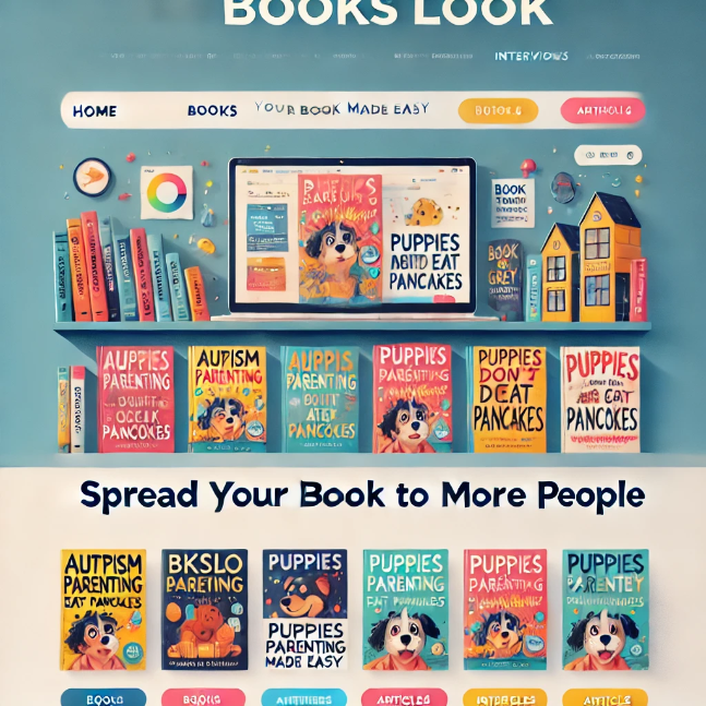 bkslo.com website homepage showcasing book promotion features, including 'Spread your book to more people' section, book covers, and author profiles.