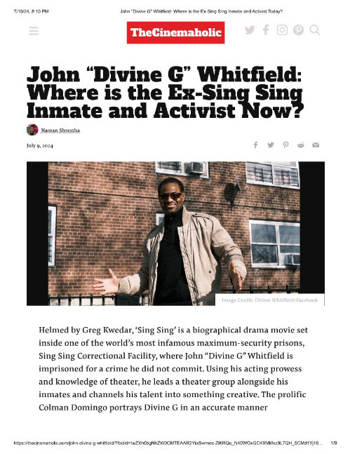 A Power TheCinemaholic Article about John "Divine G" Whitfield